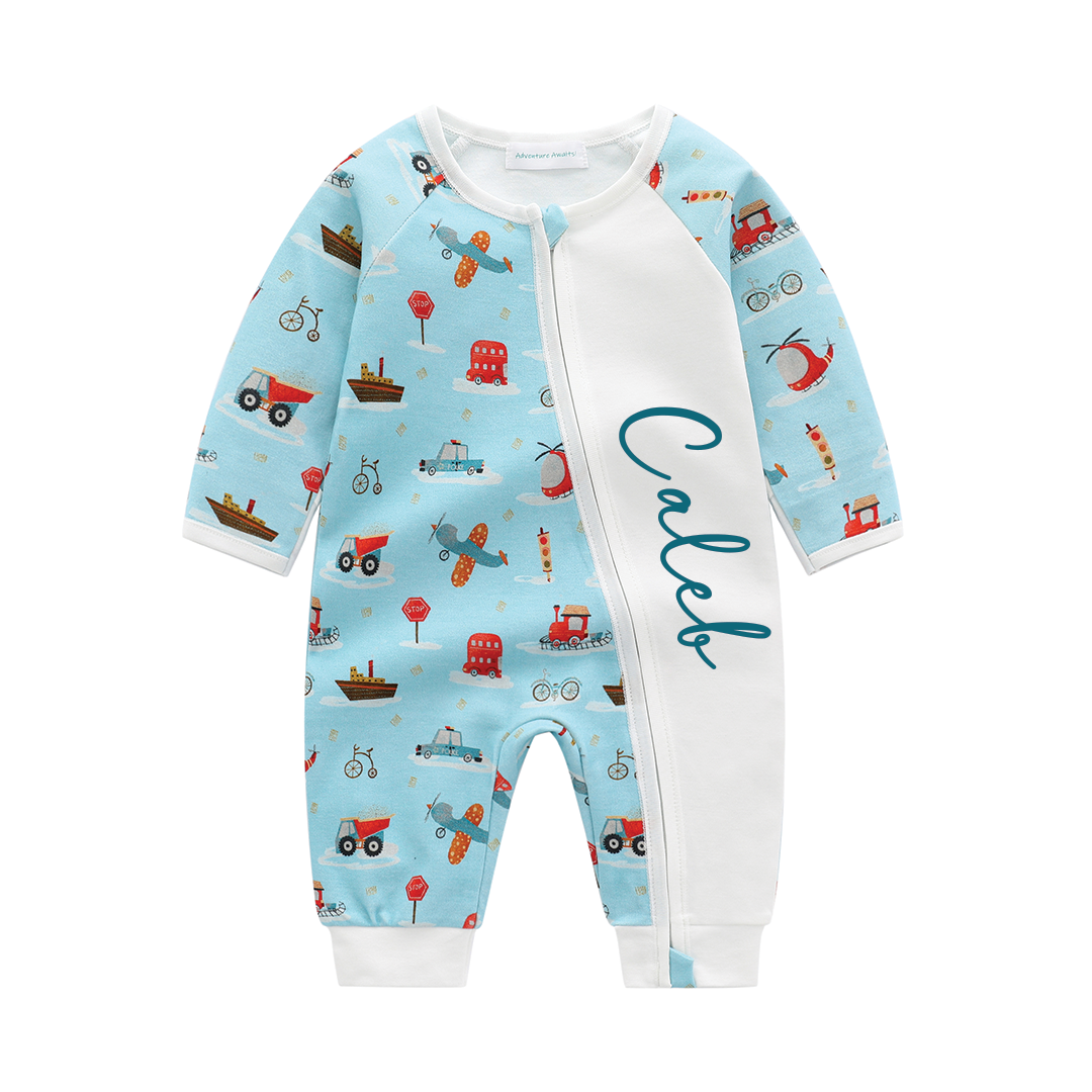Adventure Awaits Personalised Organic Lounge Set, Romper & Dungaree