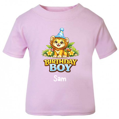 Personalised Safari Lion Birthday T-Shirt