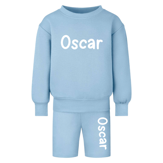 Personalised Kids Oversized Lounge Set | Custom Name Sweatshirt & Shorts