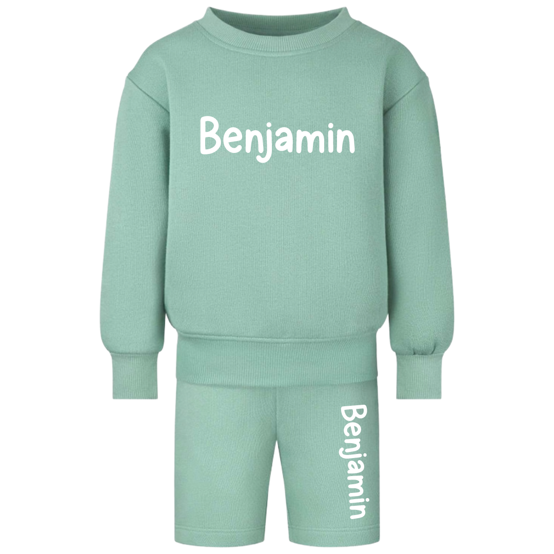 Personalised Kids Oversized Lounge Set | Custom Name Sweatshirt & Shorts