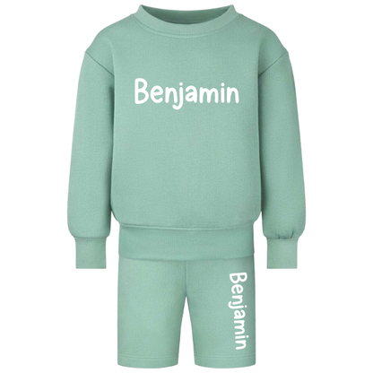 Personalised Kids Oversized Lounge Set | Custom Name Sweatshirt & Shorts