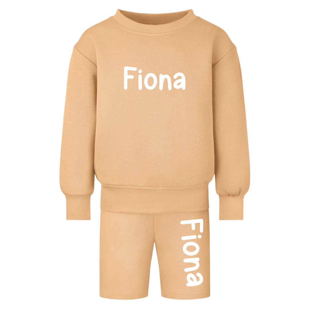 Personalised Kids Oversized Lounge Set | Custom Name Sweatshirt & Shorts